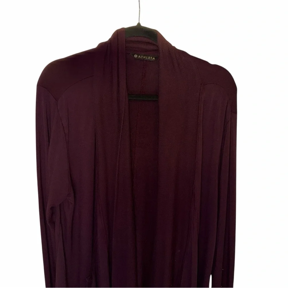 Athleta Open-Front Drape Cardigan - Plum - Picture 2 of 15